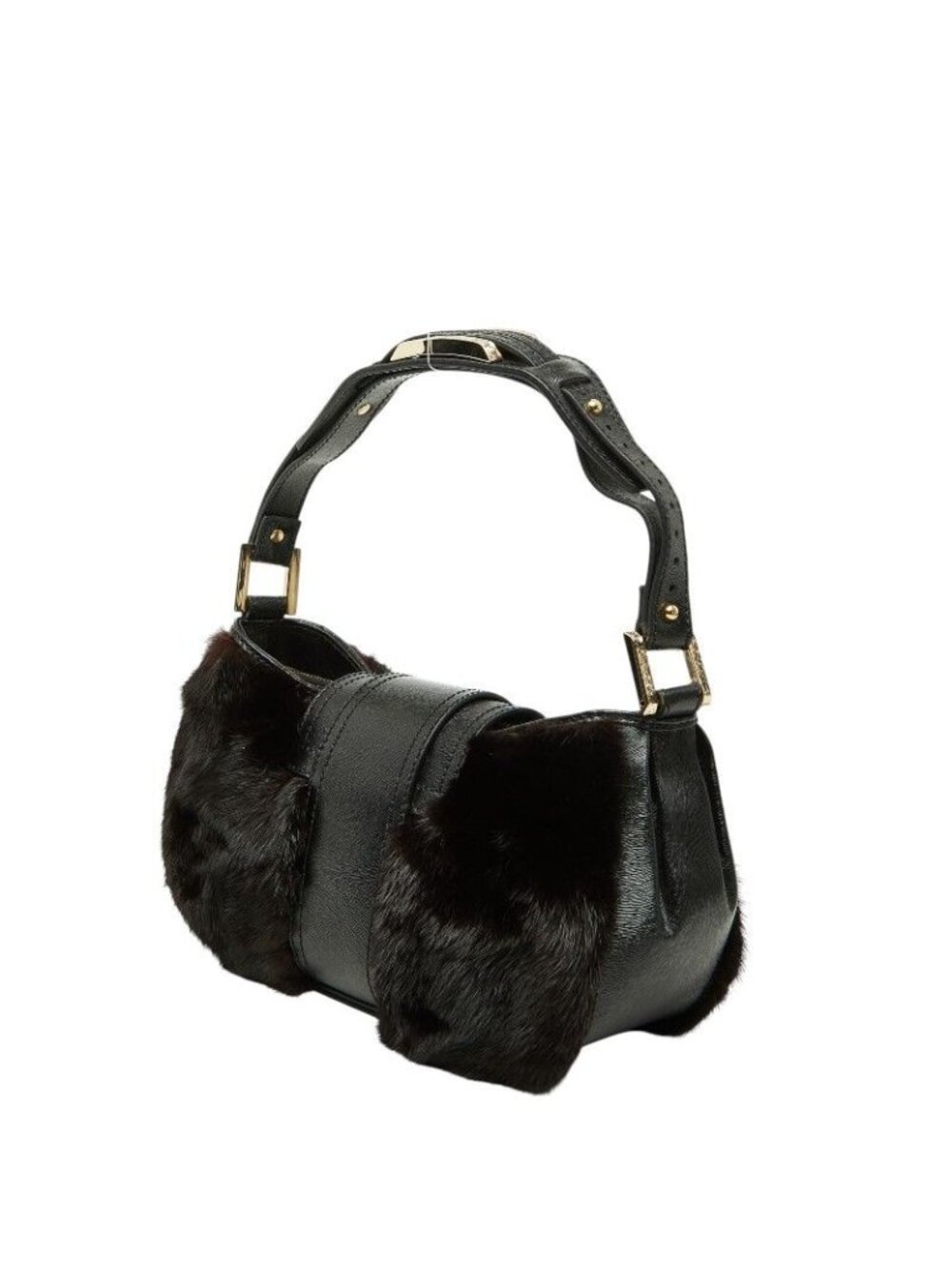 Fendi Mamma Baguette Logo Shoulder Bag Black Brown Leather - Picture 2 of 10